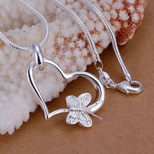925 Silver fashion jewelry pendant Necklace 925 silver necklace Butterfly heart pendant necklace KDP090 cgnc pswp