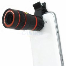 Free shipping clip on universal zoom mobile phone 8x telescope lens for iphone 4 Samsung Galaxy