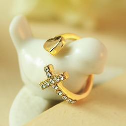 Promotion Love Heart Cross Full Crystals Rings o The Gold Plated Rings for women Gifts Wholesale