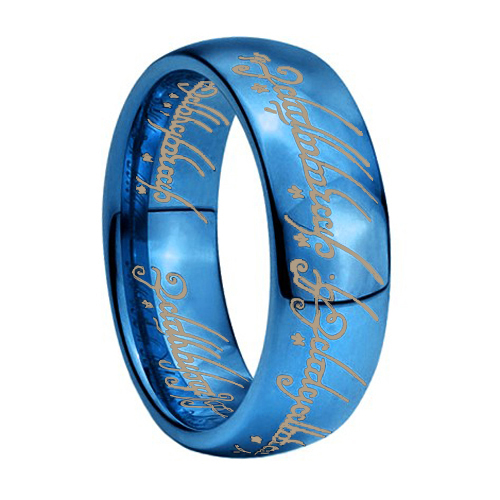 Tailor Made 8mm width Blue Lord of Ring LOTR Ring ONE Ring Tungsten Ring Size 4
