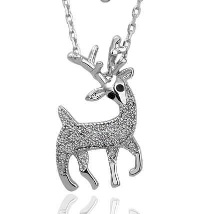 Honey deer necklace pendant with Austrian Crystal Studded Fashion necklace chain for woman Nice custom jewelry