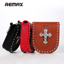 Remax Women s Leather Cross Diamonds Mini Single Shoulder Bag Fashion Rivets Decorative Waist Pack Messenger