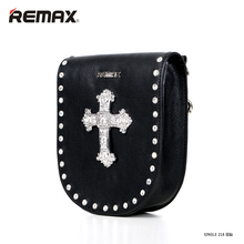 Remax Women s Leather Cross Diamonds Mini Single Shoulder Bag Fashion Rivets Decorative Waist Pack Messenger