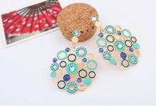 brand fashion bohemian big stud earrings for women new vintage statement jewelry antique crystal gold earring