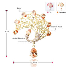 Neoglory Rose Gold Plated Rhinestone Brooches for Wedding Invitations Bridal Broach Costume Jewelry Designer Gifts 2015