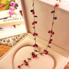 GH328 new 2014 Fashion Love Cherry body Sweater chains Necklaces & pendants women jewelry,Mini Order $8 Free shipping