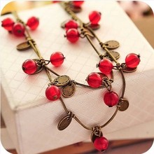 Fashion Love Cherry Necklaces new 2014 Long Sweater chains Necklaces pendants women jewelry GH328 