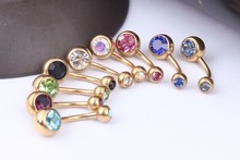 free shipping B12 wholesale 9pcs lot mix 9 color double crystal navel bar body jewelry belly