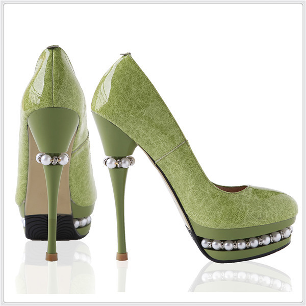 Free shipping ladies genuine leather elegant high heel shoes 14 cm sexy platform party shoes white