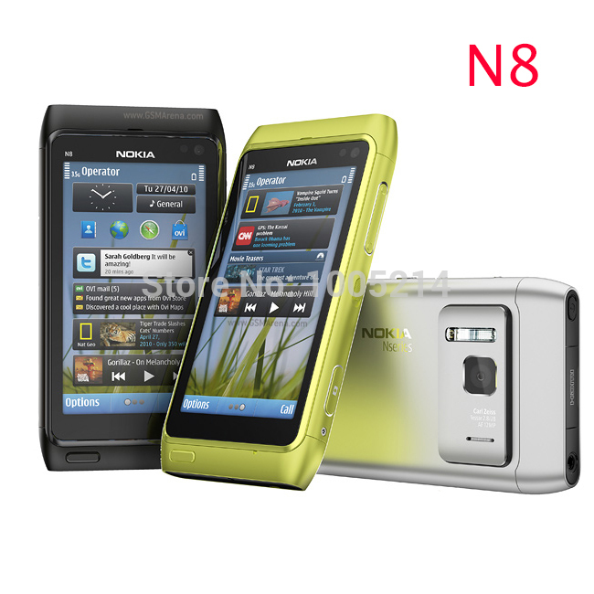 Refurbished Original Nokia N8 mobile phone 3G WIFI GPS 12MP Touchscreen 3 5 Unlocked Mobile Phone