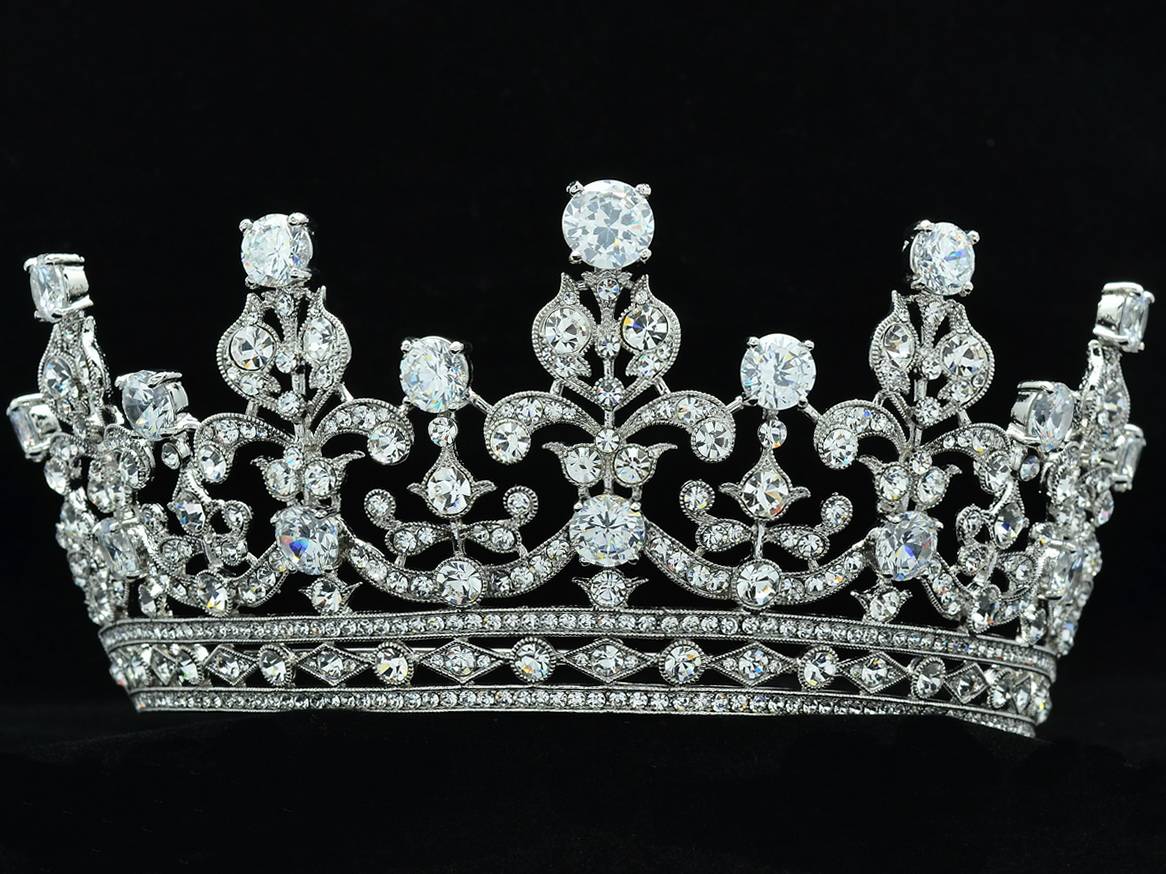 Wedding Bridal Clear Crystals Flower Tiara Crown Headbands Jewelry W Clear Zircons 17363R