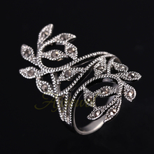 Size 7-9 Free Shipping New 18K White Gold Plated Vintage Leaf Ring