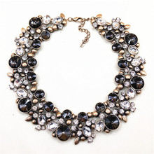 Europe USA Big fashion women necklaces vintage Crystal glass bib necklace pendant luxury statement necklace jewelry