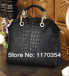 Free Shipping 2014 New Style Women s Shoulder Bags Brief Crocodile Pattern Women PU Leather Bags