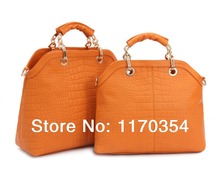 Free Shipping 2014 New Style Women s Shoulder Bags Brief Crocodile Pattern Women PU Leather Bags