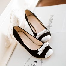 2014 New Spring Summer Autumn shoes bow spell color Thick Heel 3 colors med heels women