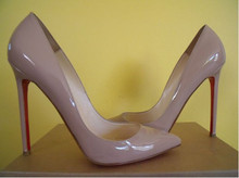 2014 new women’s pumps red bottom shoes designer female high heels nude patent genuine leather shoes 12cm  free shipping