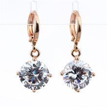 Wholesale New 18K Yellow Gold Plated Round Clear Cupid Cut Cubic Zirconia CZ Drop Dangle Earrings Womens Girls Jewelry Hot Gift