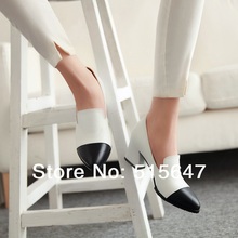 2014 NEW Women s Black white Chunky Heel Ankle Boots Pumps Slip ON Party Shoes Point