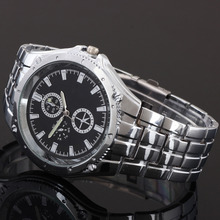 Free Shipping Fashion Jewelry Black Surface Quartz Stainless Steel Wrist Watches For Men Males Watch