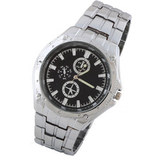 Free Shipping Fashion Jewelry Black Surface Quartz Stainless Steel Wrist Watches For Men Males Watch