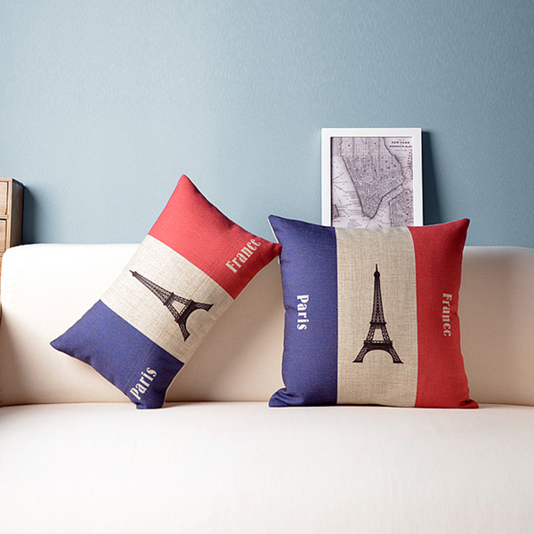 Eiffel Tower Cushion Cover 18/" x 18/" 100/% Cotton Decorative Pillow Case Paris