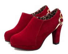 2014 new fashion red color genuine leather lady’s High-heeled shoes with Rivets S15
