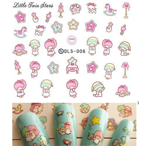 New 2015 export japan water transfer nail sticker Little Twins Star Series fingernails decal 12 pieces