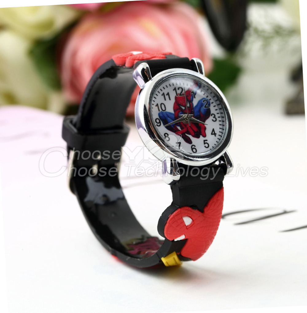 1pcs Red Sports Watch Cute Fashion Cartoon 3D Spiderman Child Wrist Watch Children Watch Gift