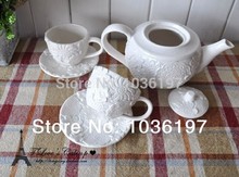 embossed floral design coffee sets embossed cup and saucer embossed teapots Euro style embossed tea sets