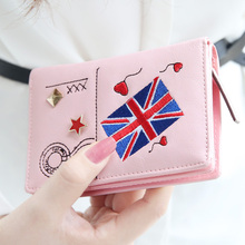 Fashion kqueenstar2014 torx flag embroidered rivet women’s short design wallet