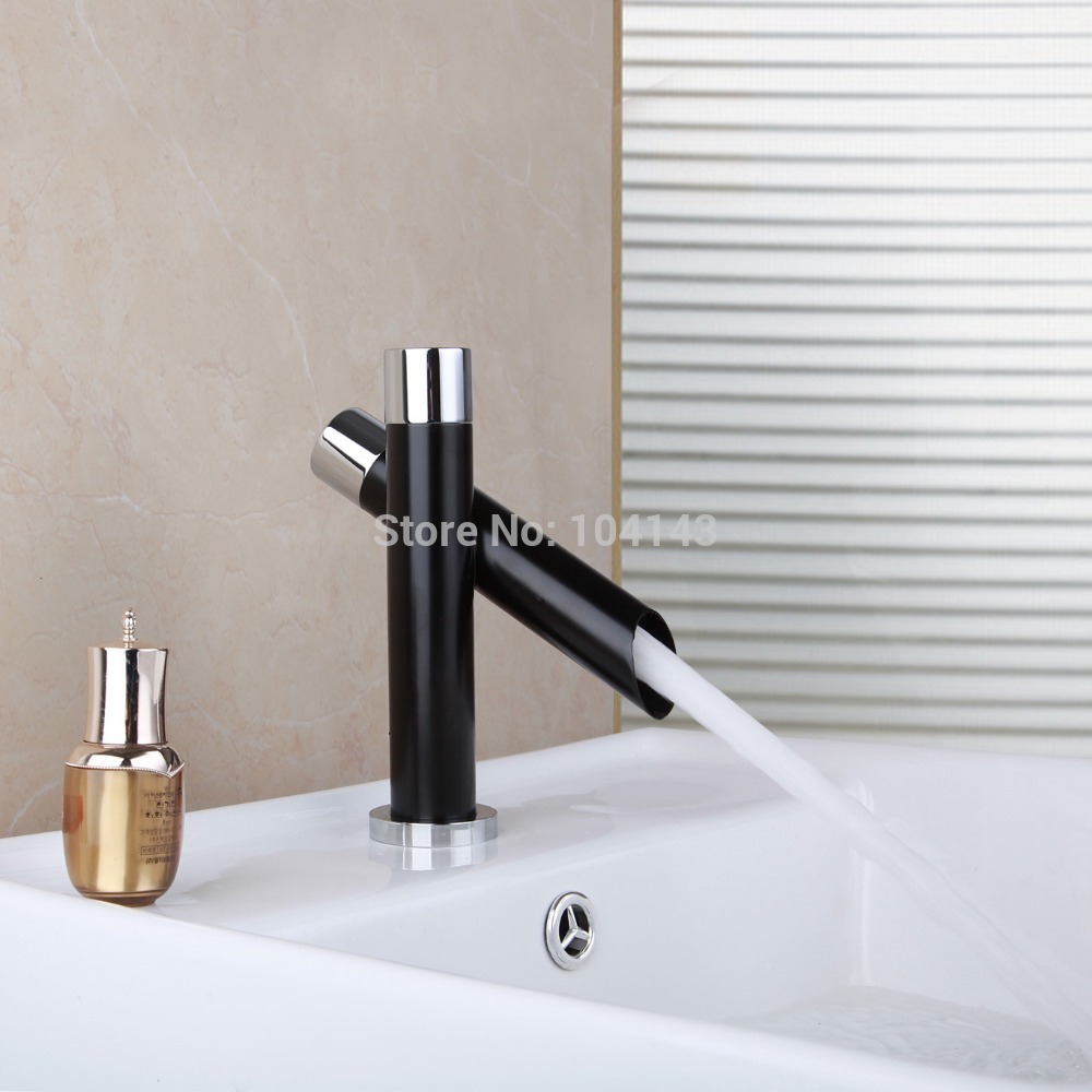 Cheaper price deck mounted swivel spout basin font b faucet b font font b black b.jpg