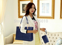 Fashion one shoulder janequeen women s handbag fashion crocodile pattern piece set