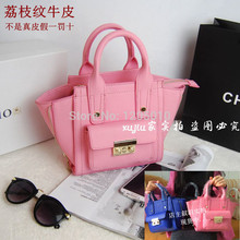 2014 women’s genuine leather handbag Small smiley bag fashion vintage litchi small cowhide