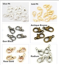 Min. Order $10(mix), Wholesale -Beautiful Silver Plated Curved Lobster Clasps 10mm (200)