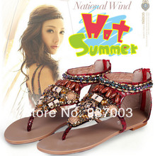 New arrival 2014 Bohemia Women s Rivet Sandals Summer shoes Flats Flip Flops Free shipping 008