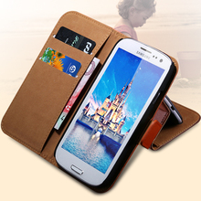 Most Popular Korea Split Leather Case for Samsung Galaxy S3 I9300 Ultrathin Stand Wallet Cover With Magnetic Buckle RCD01247