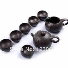 Free Shipping Yixing Puprle Clay Teapot Pure Black Handcrafted Tea Set Kung Fu Double Tea Sets
