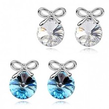 Min. order is $10 (mix order) free shipping 2014 new fashion jewelry punk round accessories crystal sweet bow stud earring honey