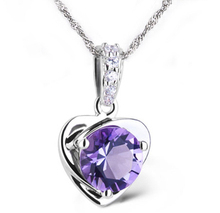 heart natural amethyst necklace female 925 pure silver jewelry design fashion necklaces & pendants pendants for jewelry making