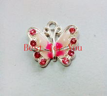 Mixed Silver Plated Enamel Crystal Butterfly Charms Pendants For Jewelry Making Diy Floating Locket Charm Handmade