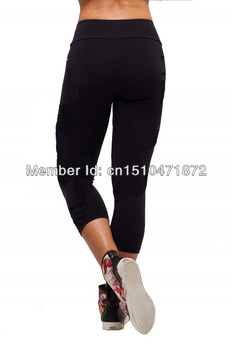 2014 новый высокая эластичность фитнес одежды спортивной йога тренажерный зал шорты для женщин леггинсы брюки капри сердечно тонкие threequarter