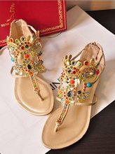 Bigger US size 4-14 New 2014 fashion Indian Ethnic style Full Grain Leather   breathable flats women Sandals women shoes