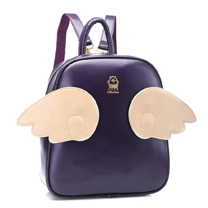 In 5Color 2015 New Casual Leather Angel Student Women Backpacks Female School Travel Outdoor Fun Sports