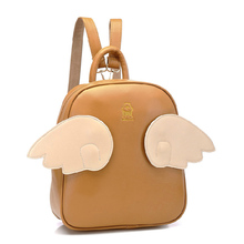 In 5Color 2015 New Casual Leather Angel Student Women Backpacks Female School Travel Outdoor Fun Sports