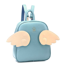 In 5Color 2015 New Casual Leather Angel Student Women Backpacks Female School Travel Outdoor Fun Sports