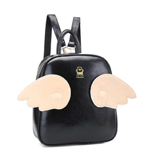 In 5Color 2015 New Casual Leather Angel Student Women Backpacks Female School Travel Outdoor Fun Sports