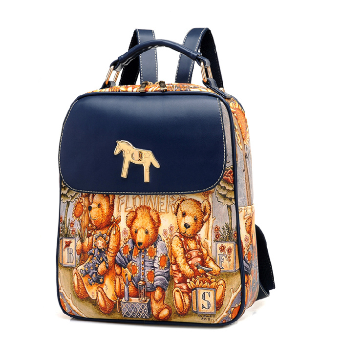 In 4 Color 2015 New Casual Leather Student Women Backpacks Vintage Brand Female School Outdoor Fun