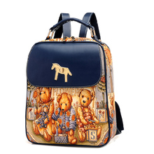 2014 preppy style student school bag female small fresh doodle bear backpack