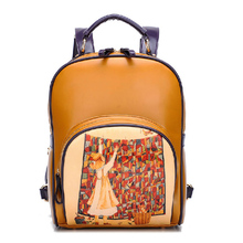 2014 spring female backpack doodle preppy style large school bag laptop bag